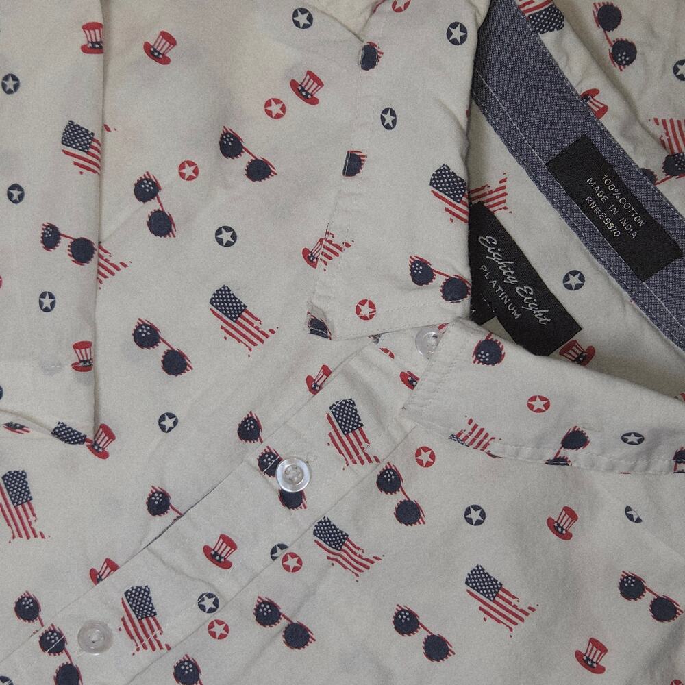 Eight X Eight Platinum Shirt M Patriotic USA Flags Sunglasses Button Up SS